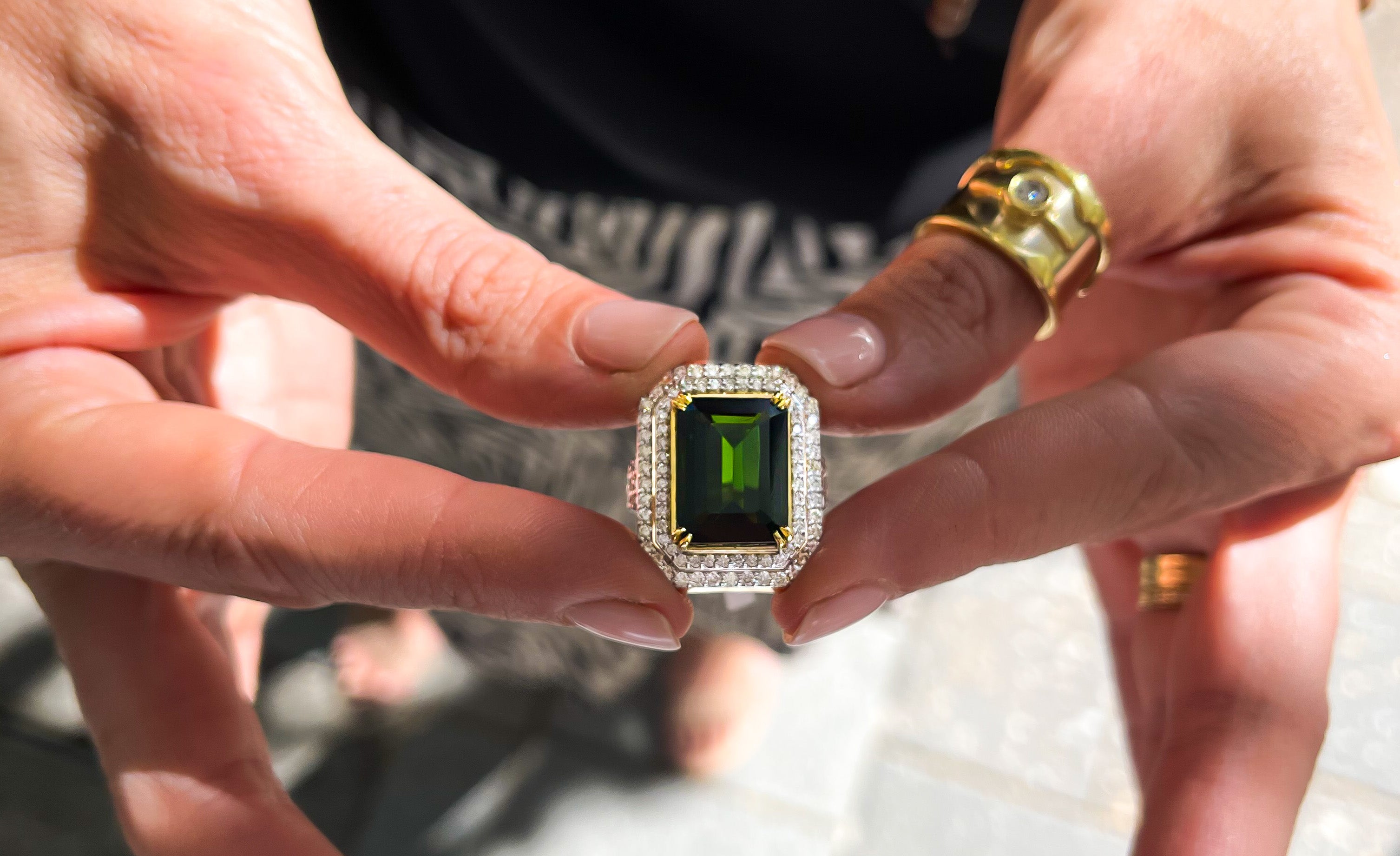 Halo Diamonds tourmaline and diamond ring