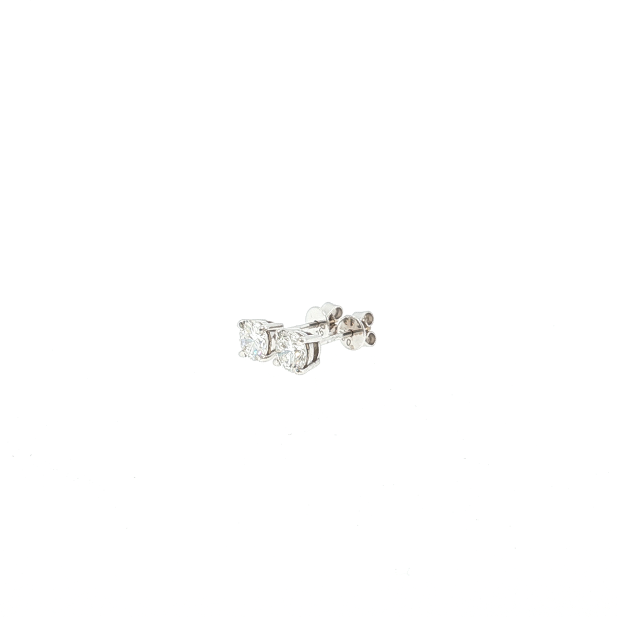 Elle 1.05ct natural round brilliant diamond stud earrings in 18ct white gold with four-claw settings