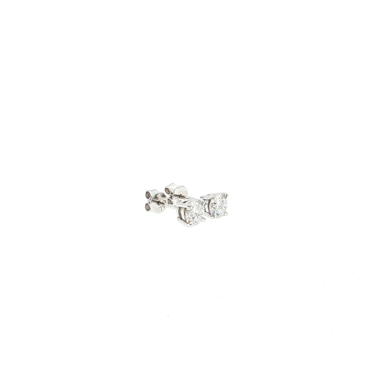 Elle 1.05ct natural round brilliant diamond stud earrings in 18ct white gold with four-claw settings
