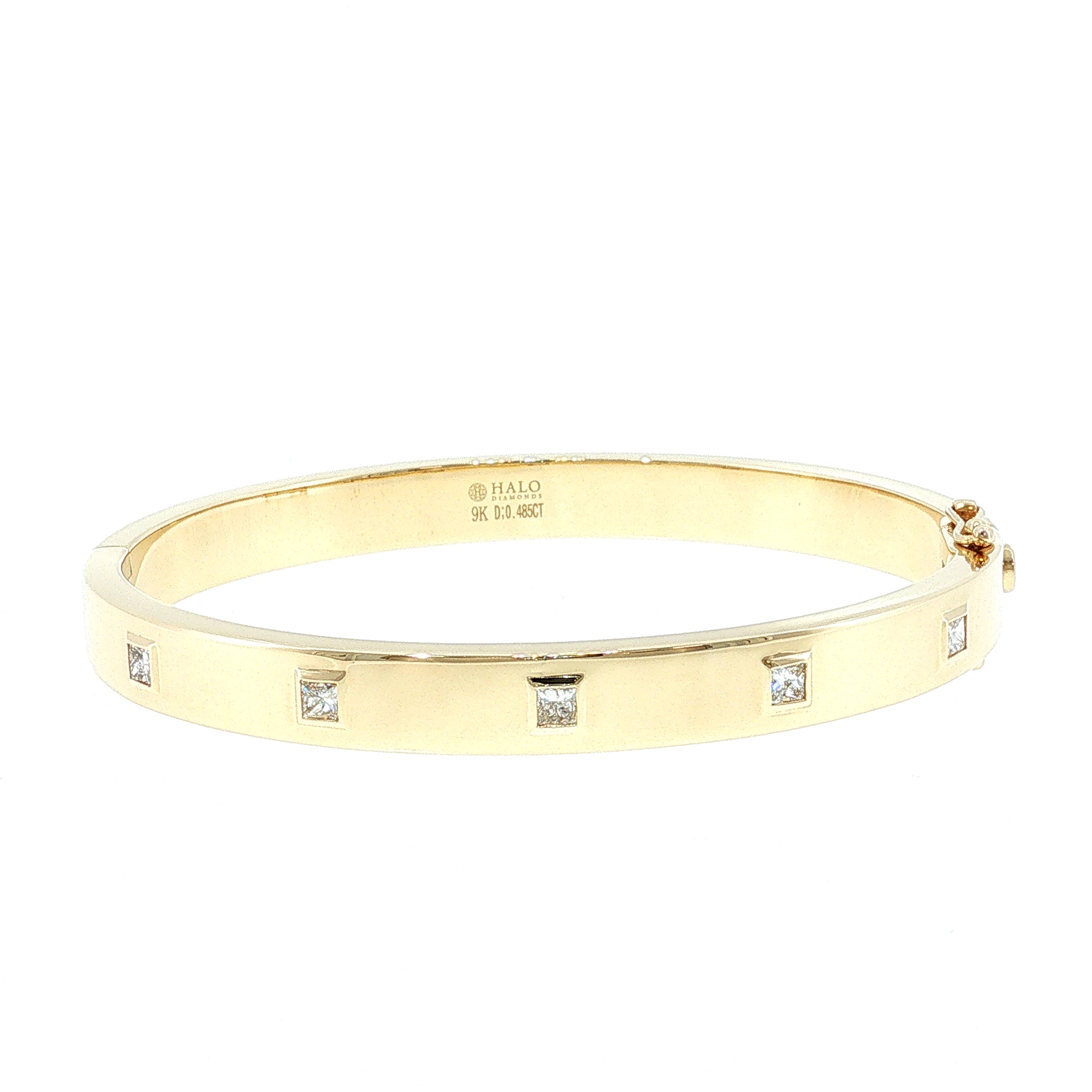 Remodelling - 9K Yellow Gold Bangle with 0.485ct Princess Cut Diamonds