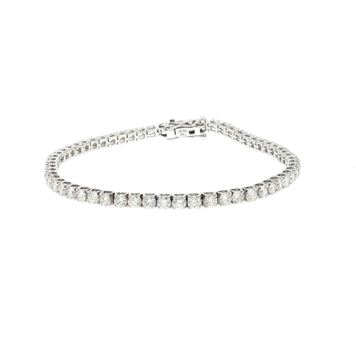 Elizabeth 3.97ct natural round brilliant cut diamond tennis bracelet in 18k white gold