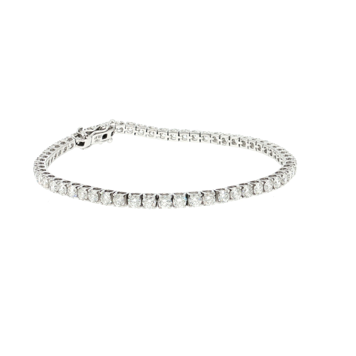 Elizabeth 3.97ct natural round brilliant cut diamond tennis bracelet in 18k white gold