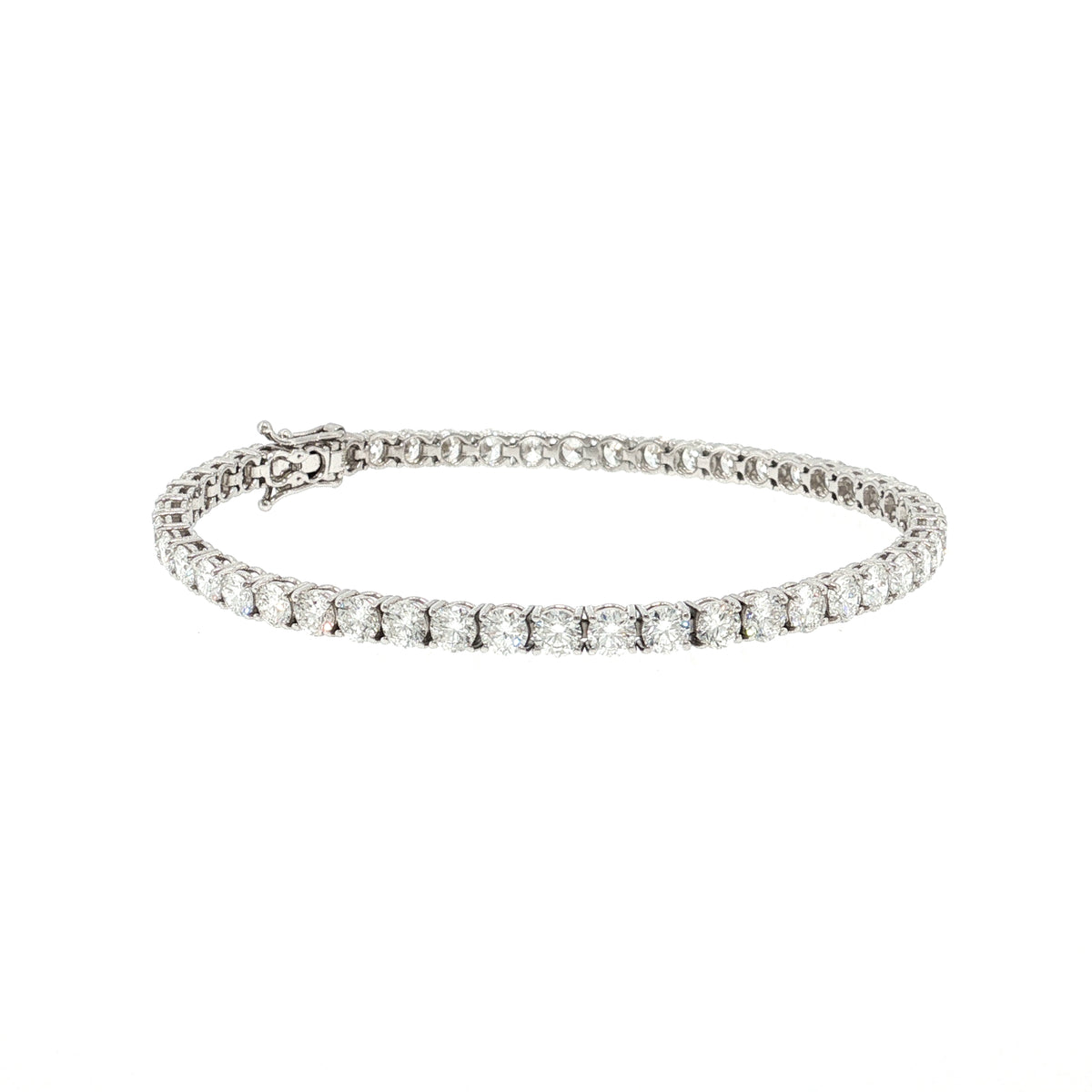 Lola 6.01ct natural round brilliant cut diamond tennis bracelet in 18k white gold