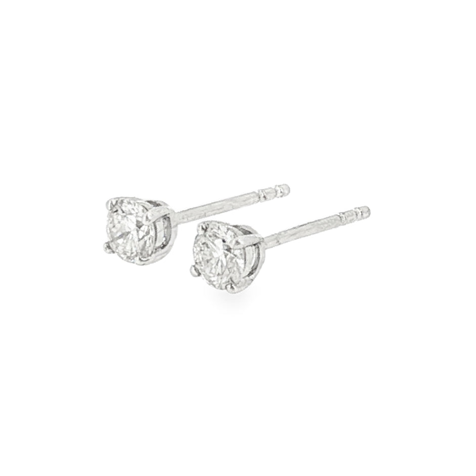Penny 0.332ct natural diamond four-prong stud earrings with butterfly push-backs in 18k white gold – product photograph 2