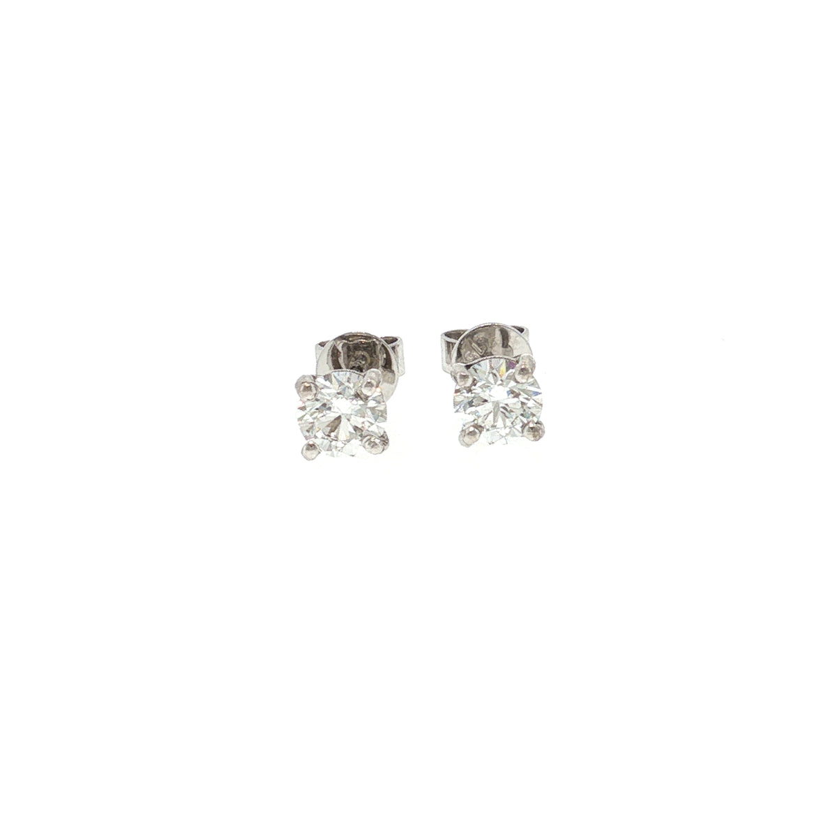Vanessa 1.00ct GIA-certified natural round brilliant diamond stud earrings in 18k white gold – image 1