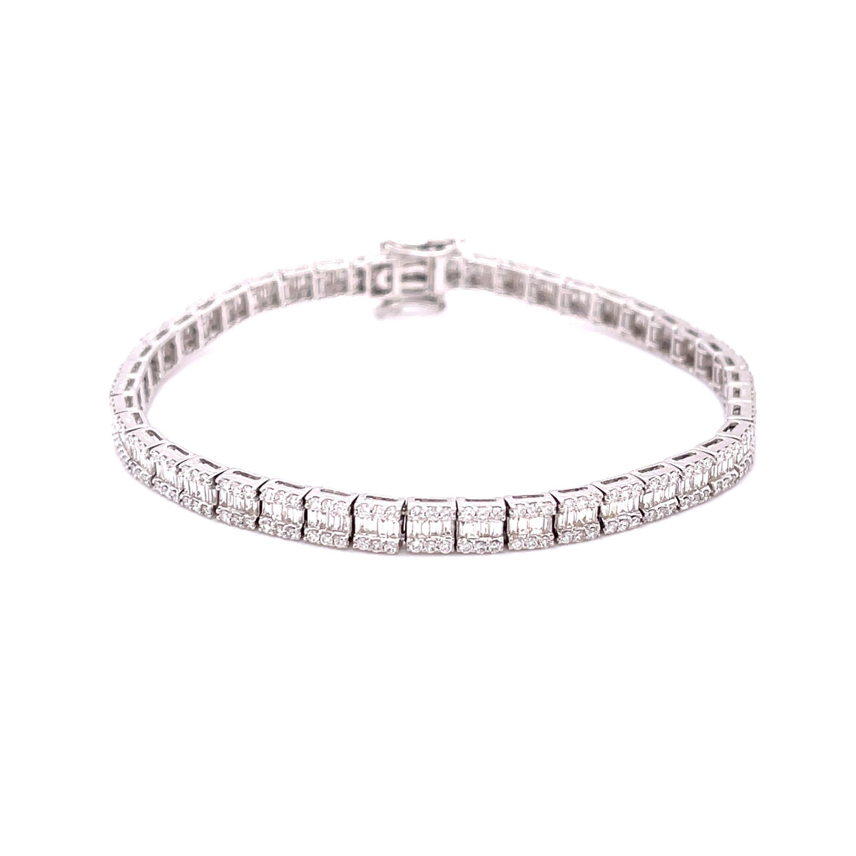 Helena 3.83ct Art Deco natural diamond tennis bracelet in 14k white gold