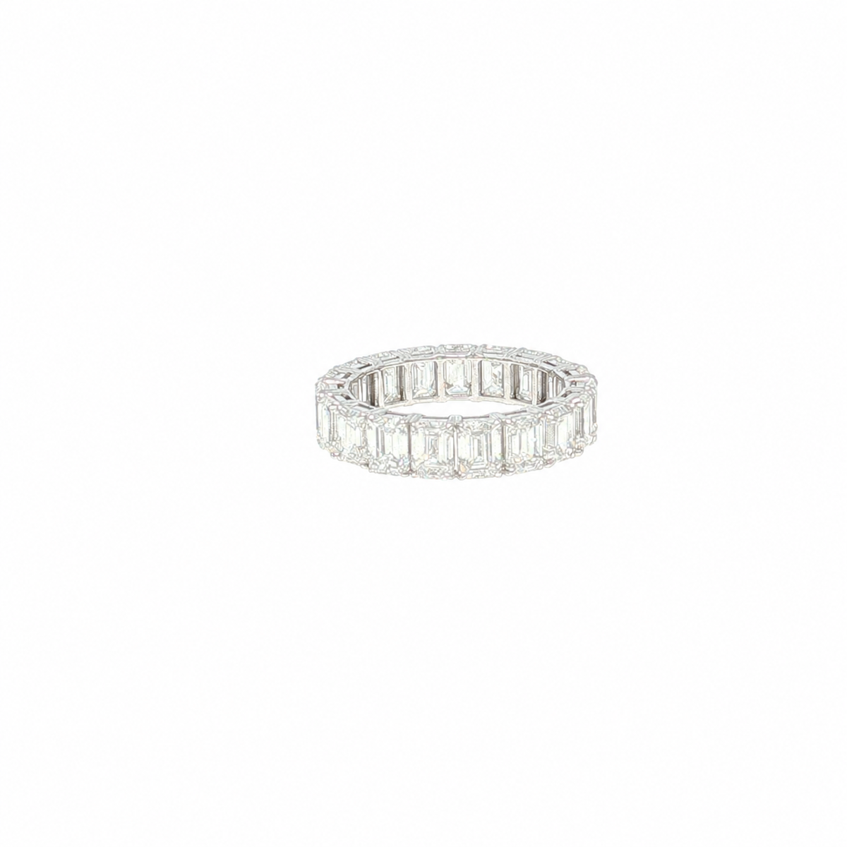 Isabelle 5.89ct emerald-cut natural diamond full eternity band in 18k white gold, view 4