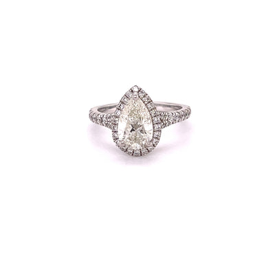 1.72ct Pear Cut Halo Diamond Engagement Ring