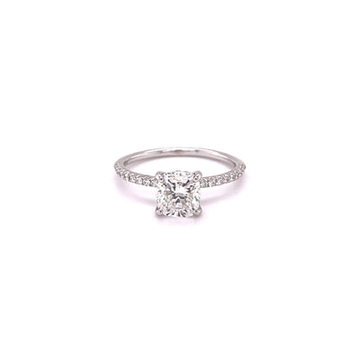 1.51ct Cushion Pavé Solitaire Engagement Ring