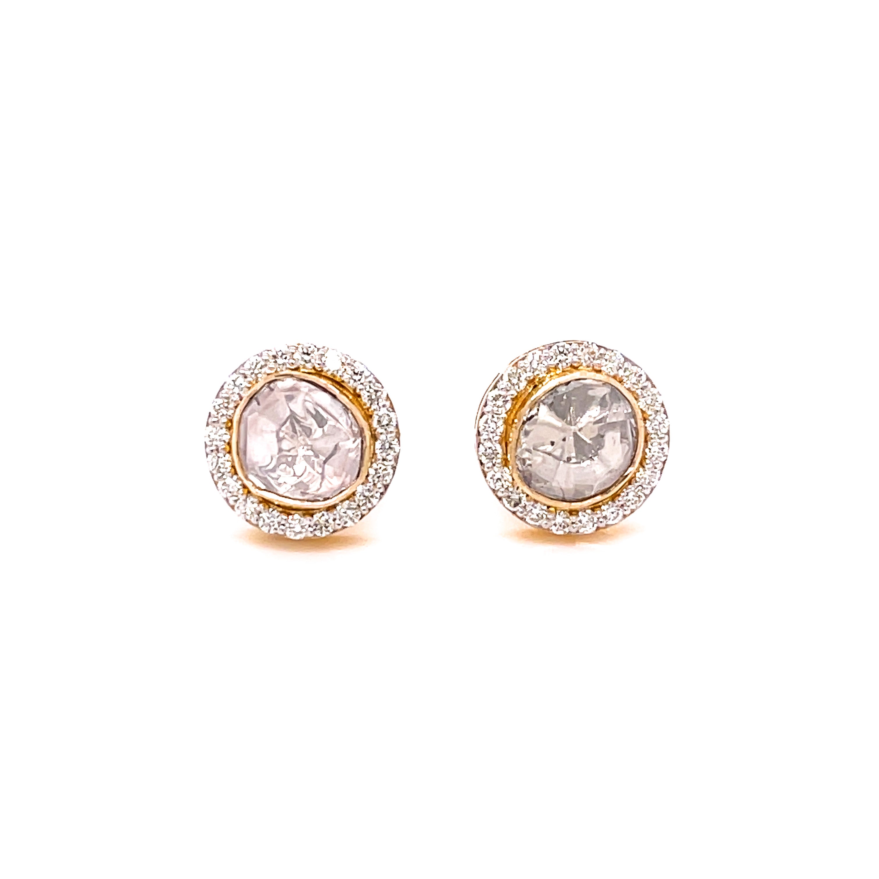 Polki diamond stud earrings.