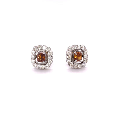 Fancy Orange Diamond Earrings