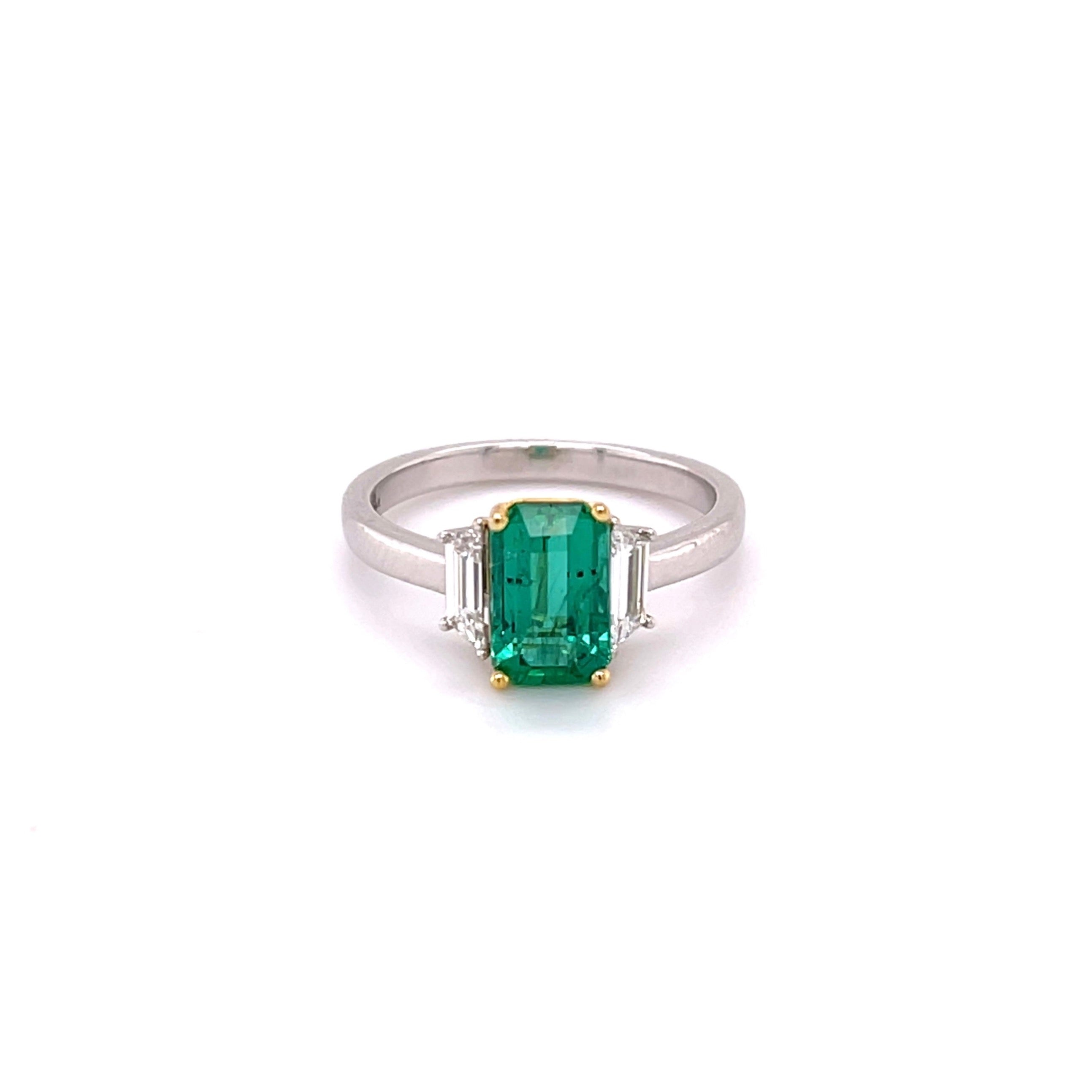 Emerald and diamond ring