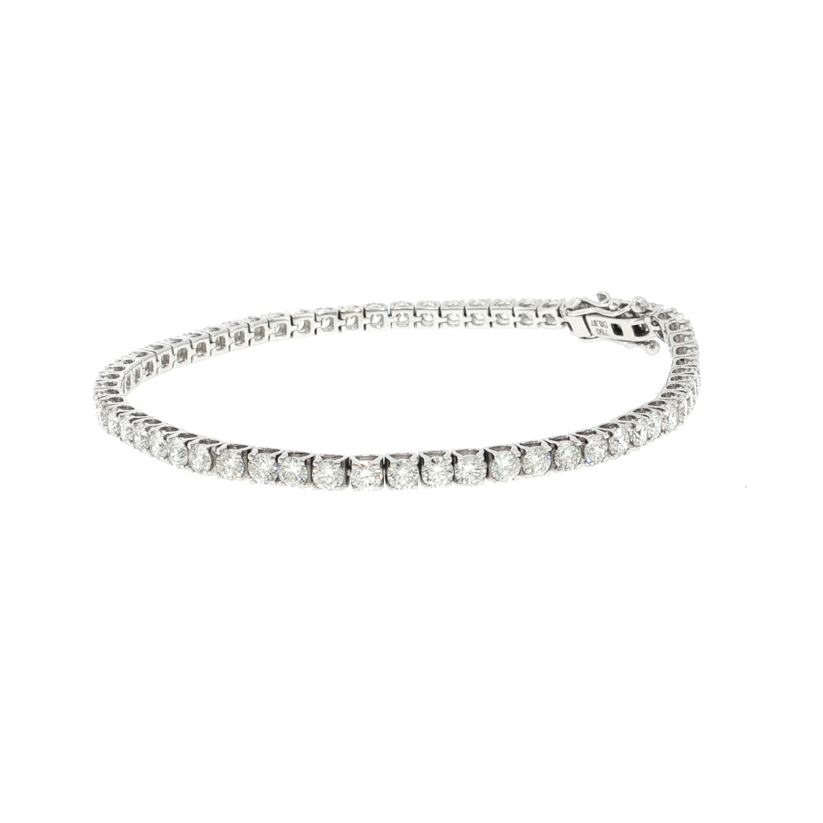Elizabeth 3.97ct natural round brilliant cut diamond tennis bracelet in 18k white gold