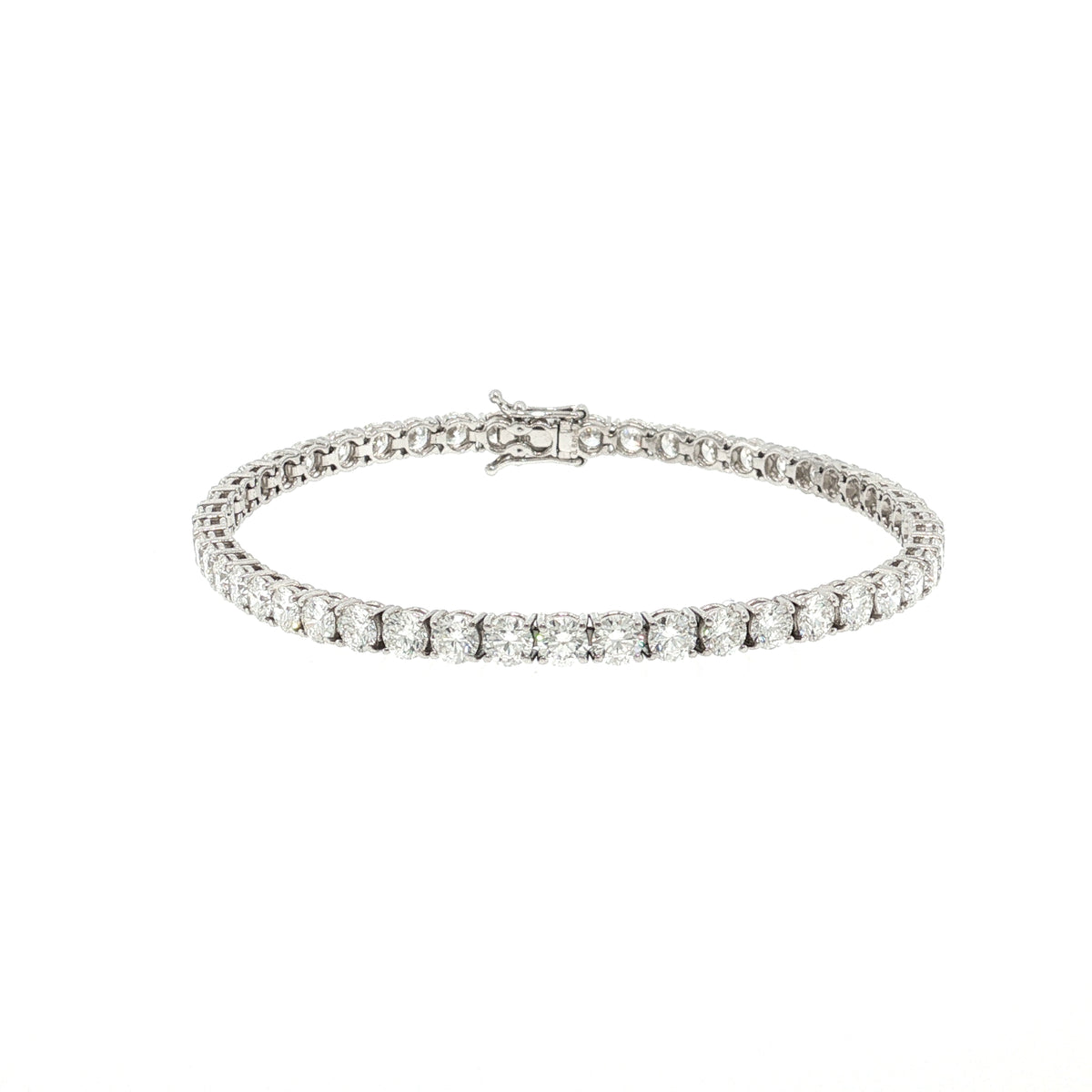 Lola 6.01ct natural round brilliant cut diamond tennis bracelet in 18k white gold