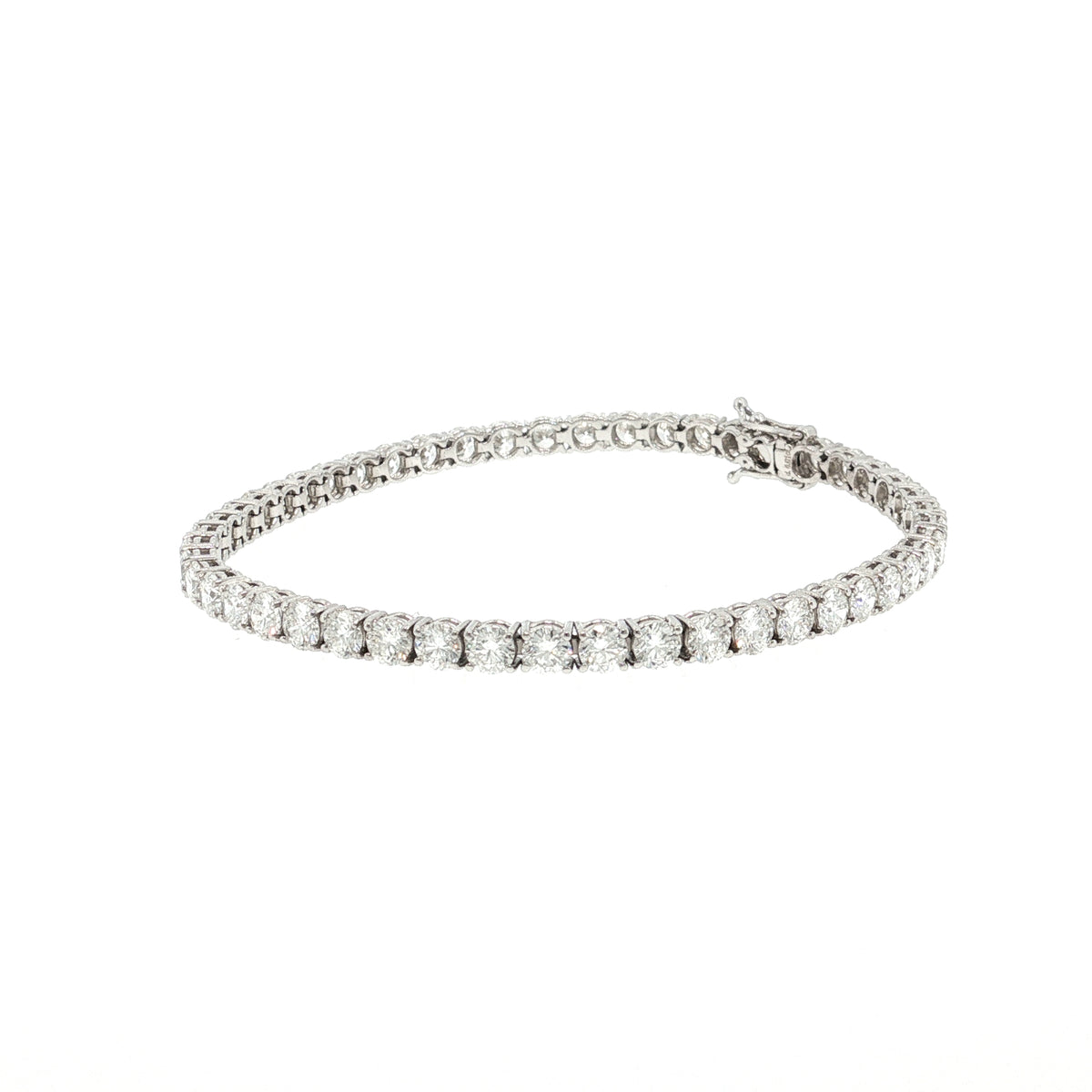 Lola 6.01ct natural round brilliant cut diamond tennis bracelet in 18k white gold