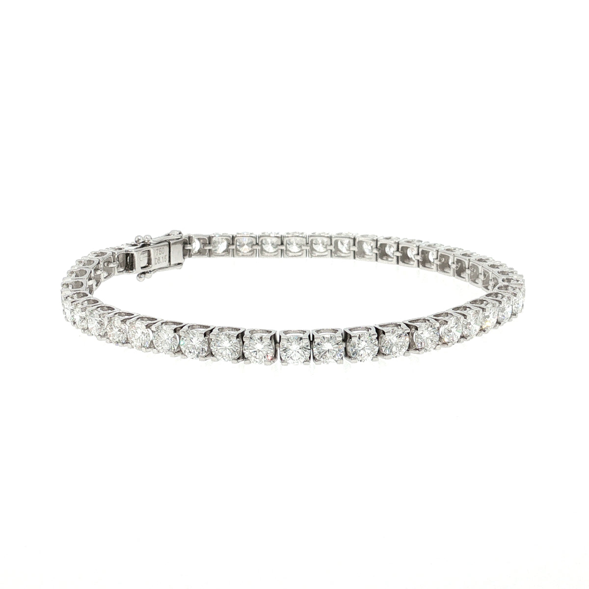Arabella 8.15ct natural round brilliant cut diamond tennis bracelet in 18k white gold