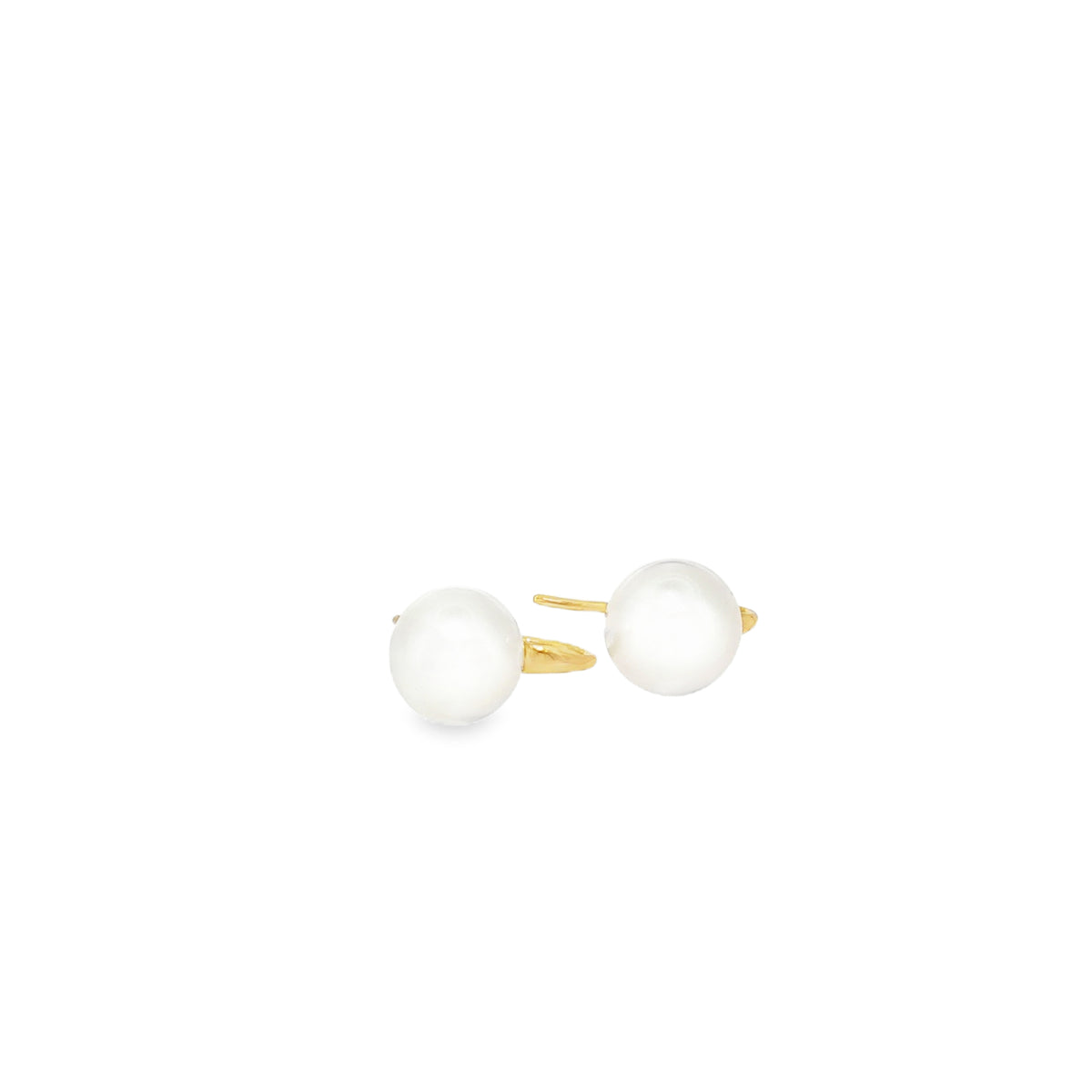 Arielle matching 9mm oval South Sea pearl drop earrings with 18k yellow gold French hooks – photograph 1