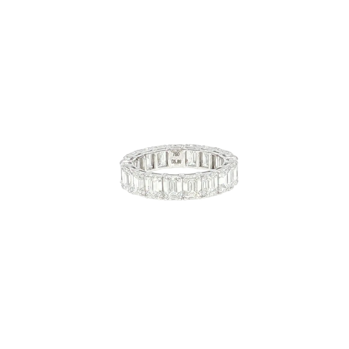 Isabelle 5.89ct emerald-cut natural diamond full eternity band in 18k white gold, view 1