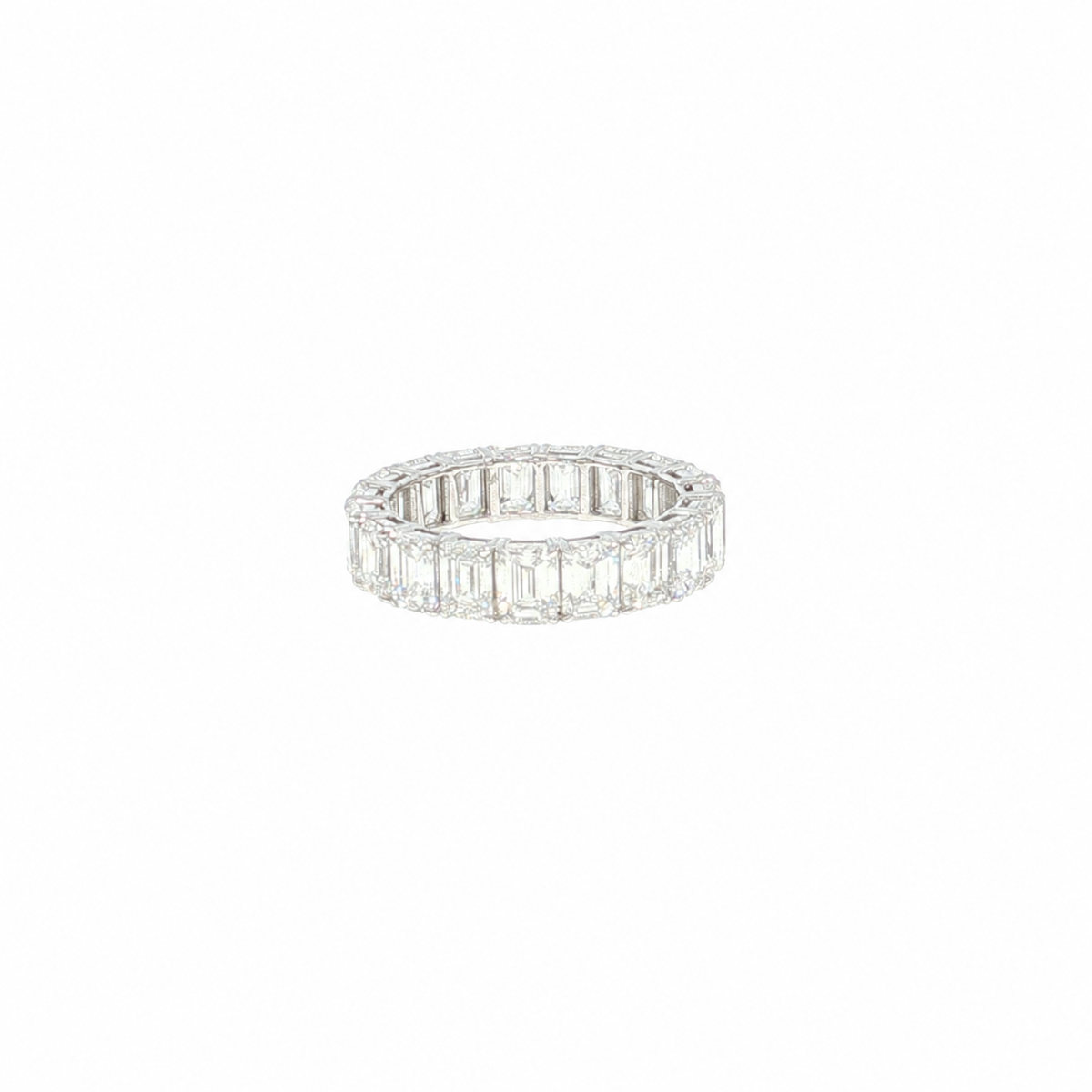 Isabelle 5.89ct emerald-cut natural diamond full eternity band in 18k white gold, view 2