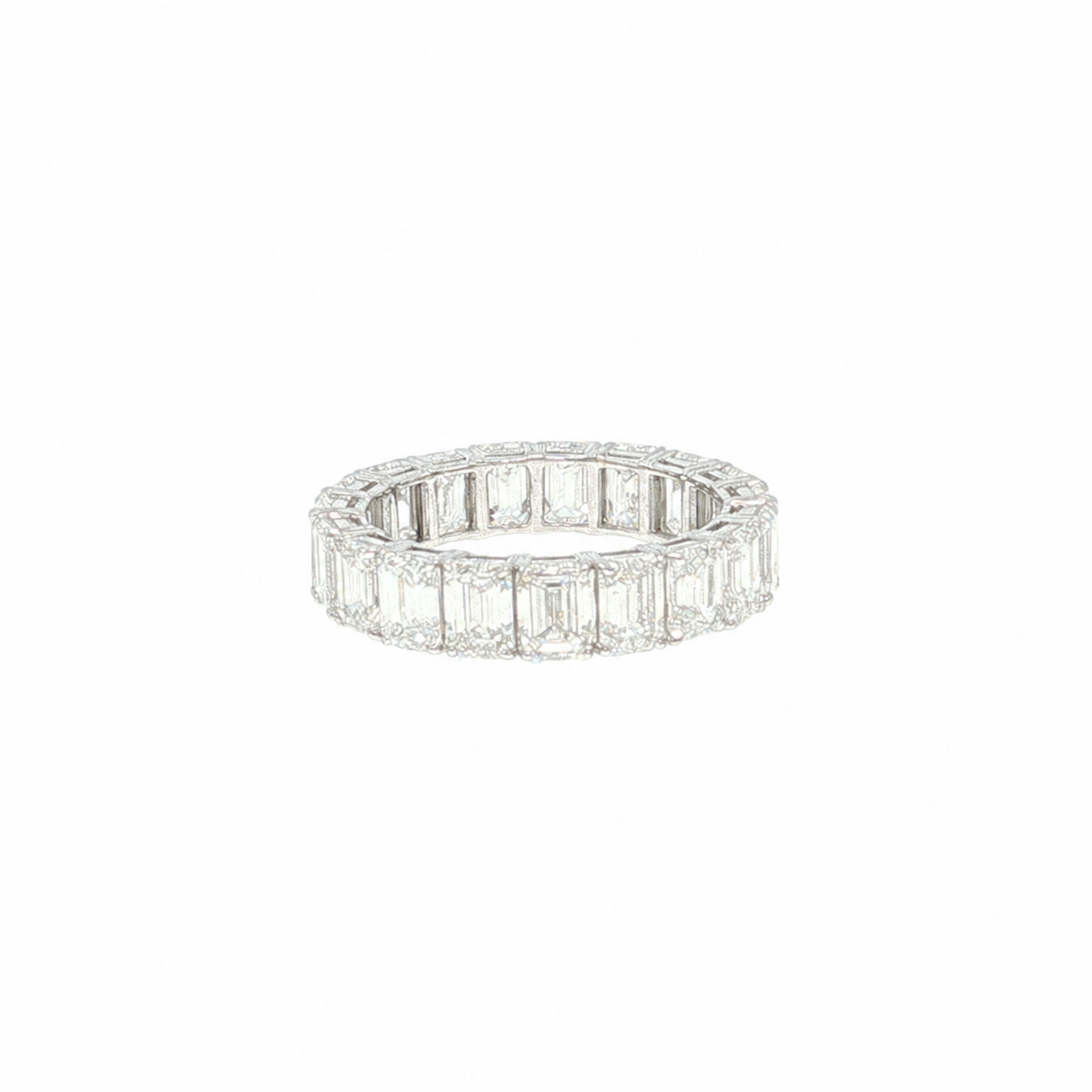 Isabelle 5.89ct emerald-cut natural diamond full eternity band in 18k white gold, view 3