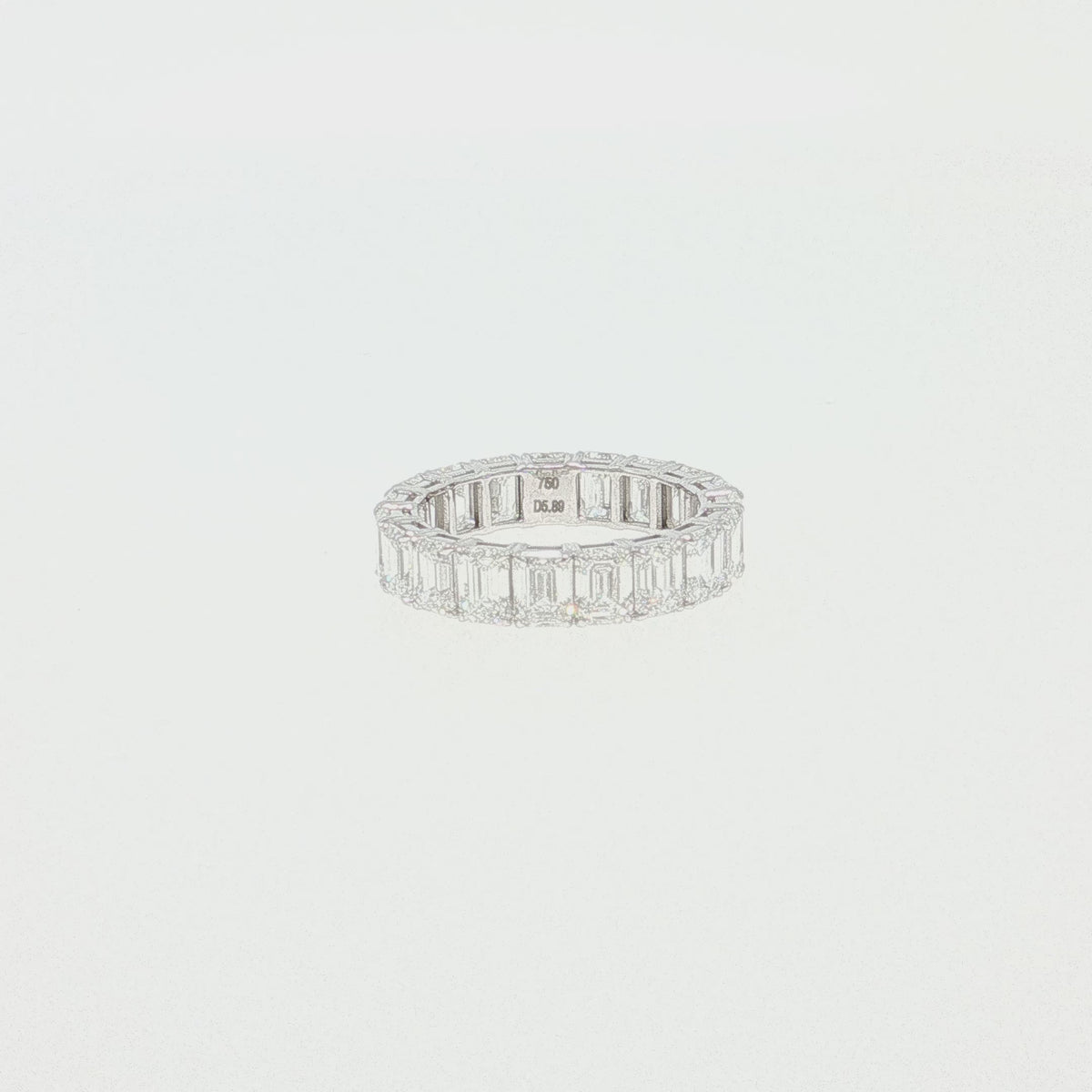 Isabelle 5.89ct natural emerald-cut diamond full eternity band in 18k white gold – product video