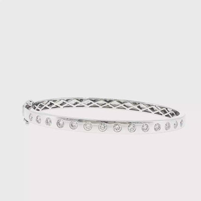 Video of Kinsley oval platinum 950 natural diamond bangle