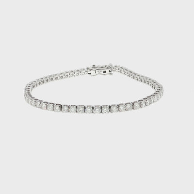 Elizabeth 3.97ct natural round brilliant cut diamond tennis bracelet in 18k white gold – product video