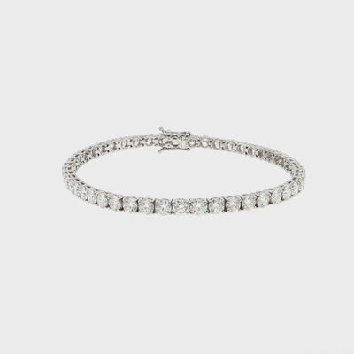 Lola 6.01ct natural round brilliant cut diamond tennis bracelet in 18k white gold – product video