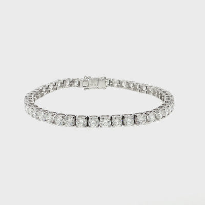 Arabella 8.15ct natural round brilliant cut diamond tennis bracelet in 18k white gold – product video