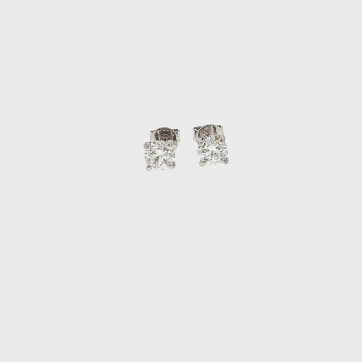 Vanessa 1.00ct natural round brilliant diamond stud earrings in 18k white gold – product video