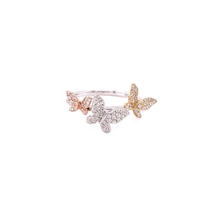 Trio tone gold DIAMOND BUTTERFLY RING