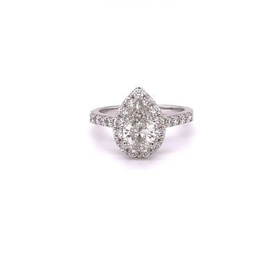1.29ct Pear Cut Halo Diamond Engagement Ring