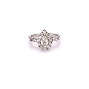 Pear Cut Halo Diamond Engagement Ring