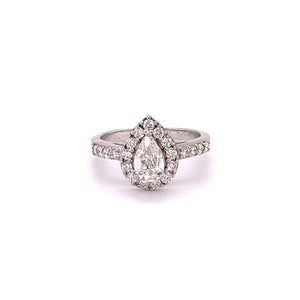 0.70ct Pear Cut Halo Diamond Engagement Ring