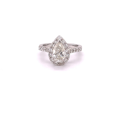  Pear Cut Diamond Halo Engagement Ring