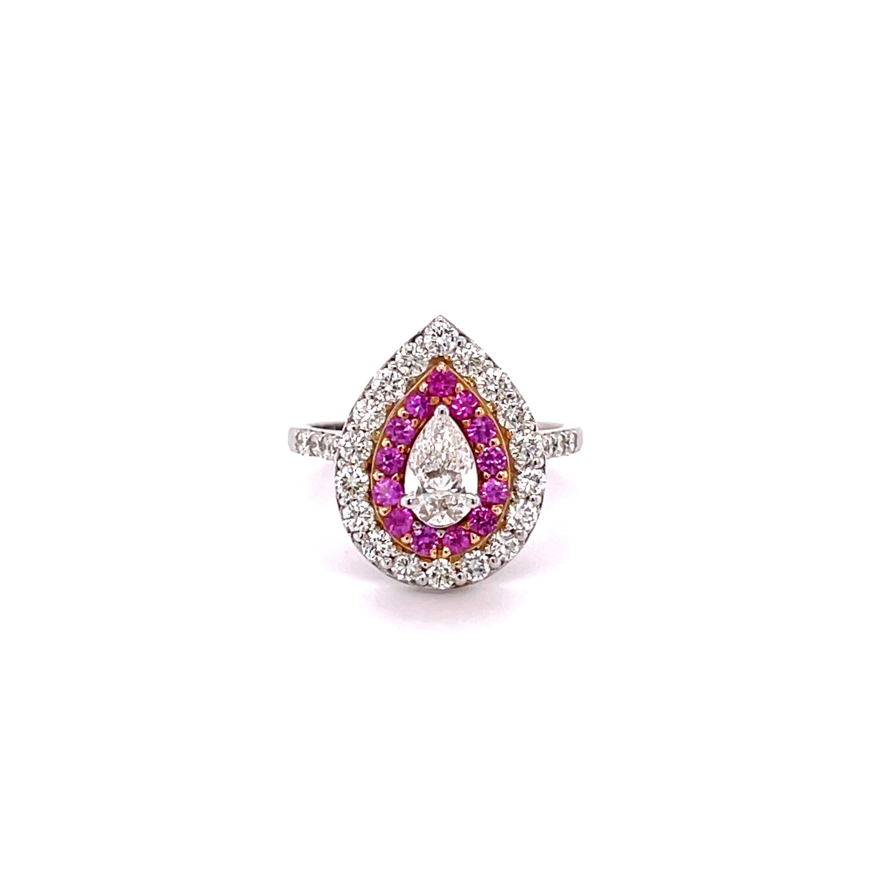 Andrea Diamond Pink Sapphire Engagement Ring Halo Diamonds