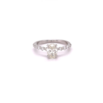 1.00ct Oval Pavé Solitaire Engagement Ring