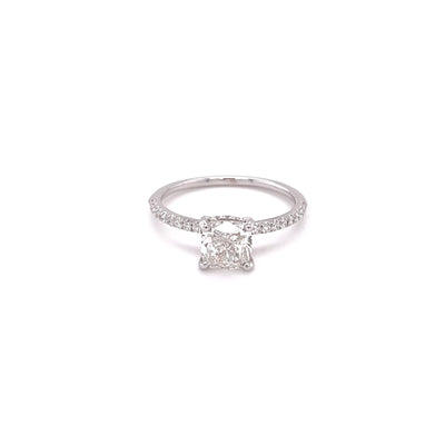 1.20 Carat Cushion Cut Pavé Solitaire Engagement Ring