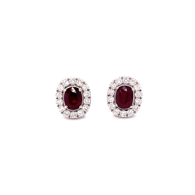 Ruby Halo Diamond Earrings