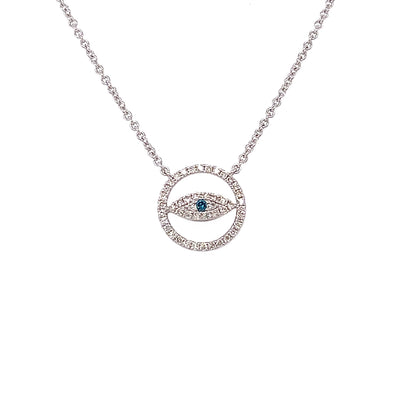 Mati Blue Diamond Evil Eye Necklace | Halo Diamonds