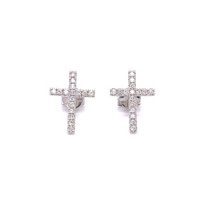 Large Diamond Cross Crucifix Earrings