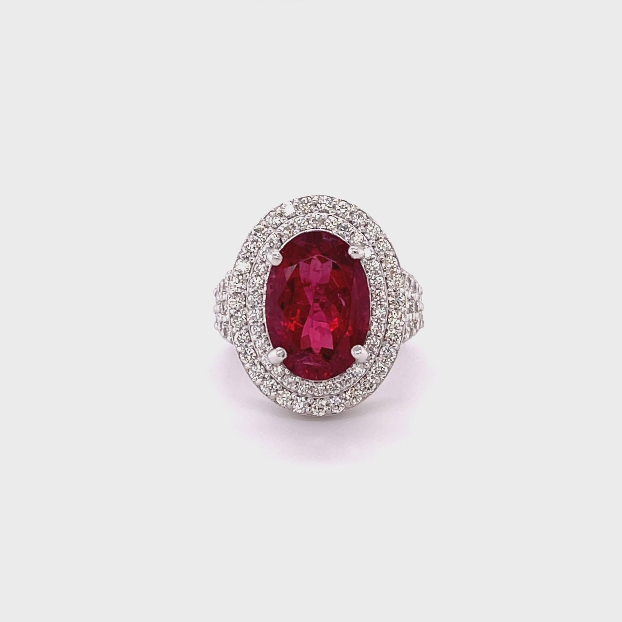 Pink tourmaline and diamond cocktail ring